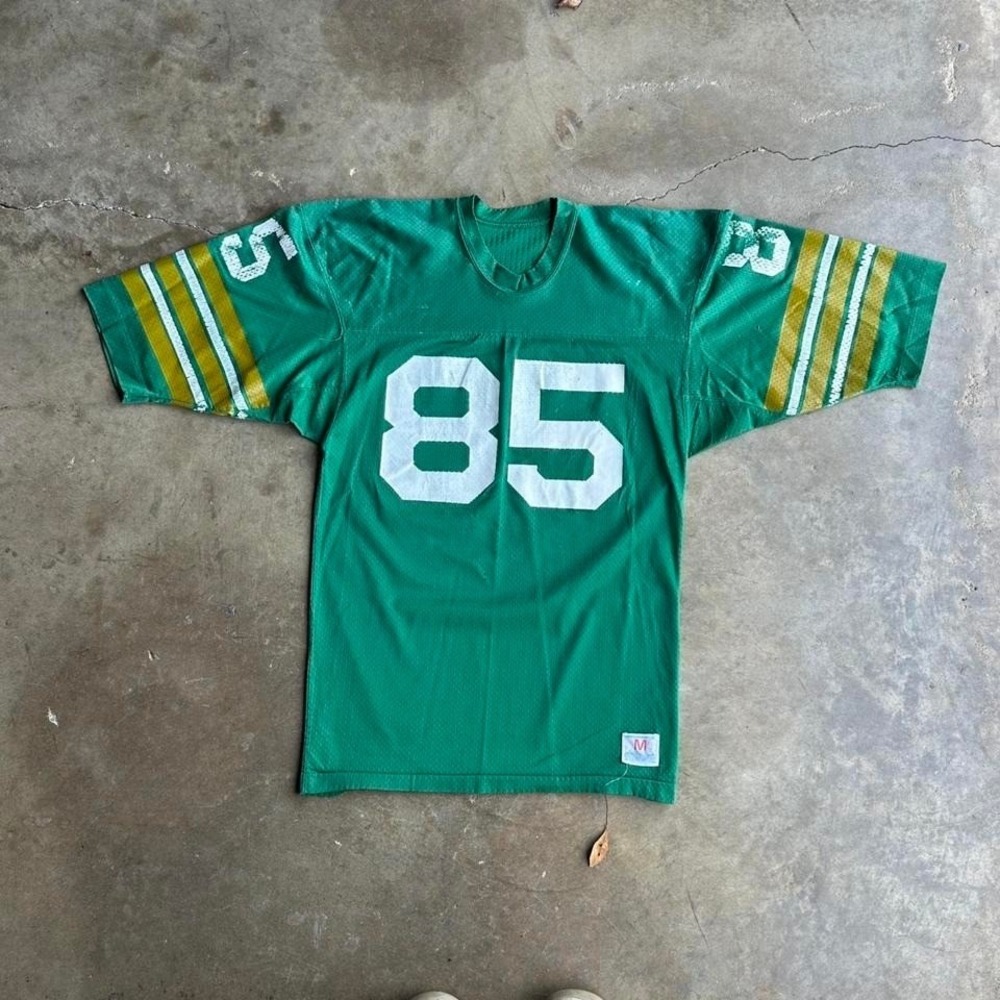 vintage 60s champion running man football jersey green‎ yellow size M